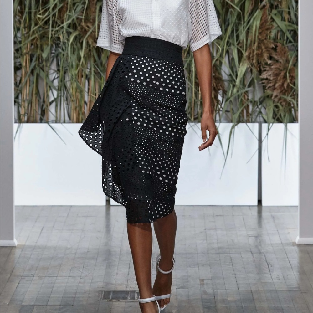Kimora Lee Simmons Black Perforated Pencil Skirt